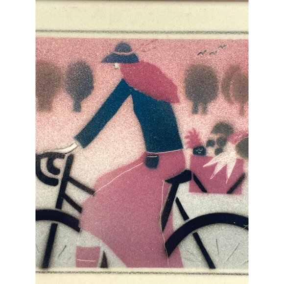 Vintage 1980s hand painted tile, framed original ceramic art - Picture 6 of 10